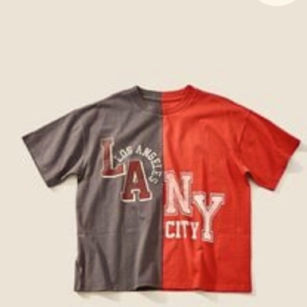 Forever 21 LA and NY color lock over sized shirt red and black rustic early 2000